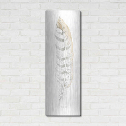 Luxe Metal Art 'Tonal Feather II' by Cindy Jacobs, Metal Wall Art,16x48