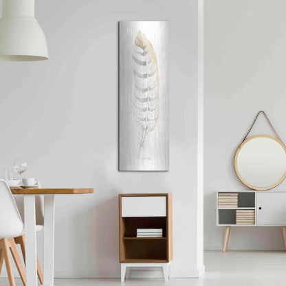 Luxe Metal Art 'Tonal Feather II' by Cindy Jacobs, Metal Wall Art,16x48