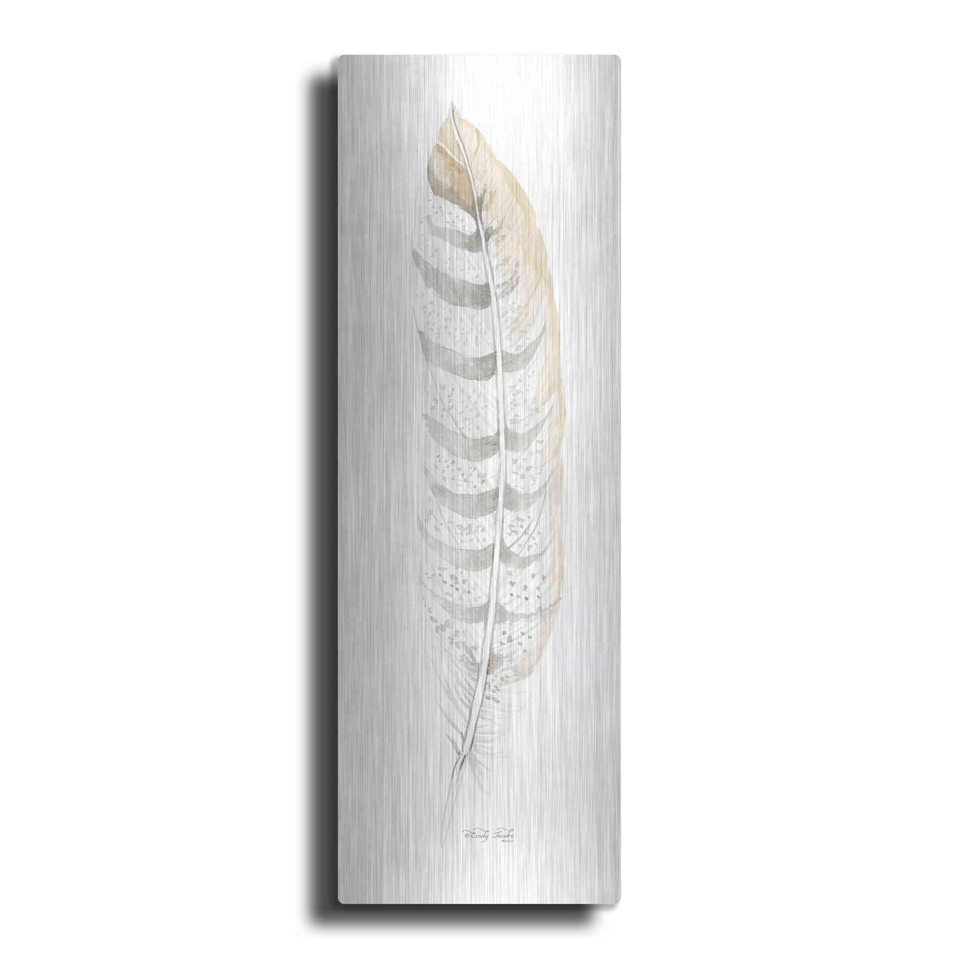 Luxe Metal Art 'Tonal Feather II' by Cindy Jacobs, Metal Wall Art