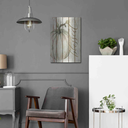 Luxe Metal Art 'Blessed Pumpkin on Shiplap' by Cindy Jacobs, Metal Wall Art,16x24