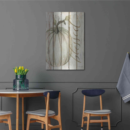 Luxe Metal Art 'Blessed Pumpkin on Shiplap' by Cindy Jacobs, Metal Wall Art,24x36
