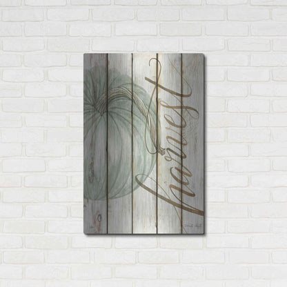 Luxe Metal Art 'Harvest Pumpkin on Shiplap' by Cindy Jacobs, Metal Wall Art,24x36