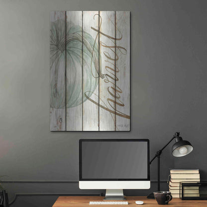 Luxe Metal Art 'Harvest Pumpkin on Shiplap' by Cindy Jacobs, Metal Wall Art,24x36