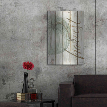 Luxe Metal Art 'Harvest Pumpkin on Shiplap' by Cindy Jacobs, Metal Wall Art,24x36