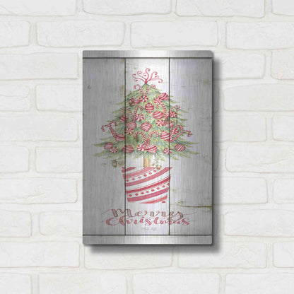 Luxe Metal Art 'Candy Cane Christmas Tree' by Cindy Jacobs, Metal Wall Art,12x16