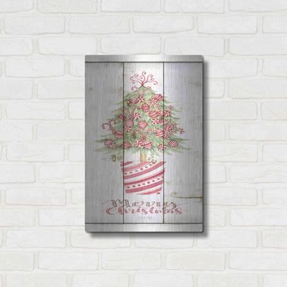 Luxe Metal Art 'Candy Cane Christmas Tree' by Cindy Jacobs, Metal Wall Art,16x24