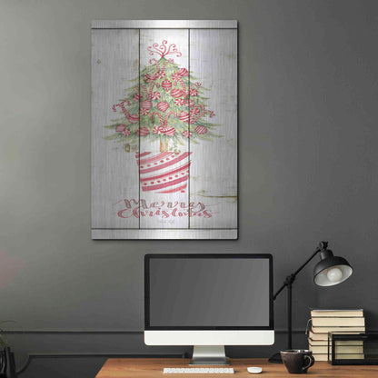 Luxe Metal Art 'Candy Cane Christmas Tree' by Cindy Jacobs, Metal Wall Art,24x36