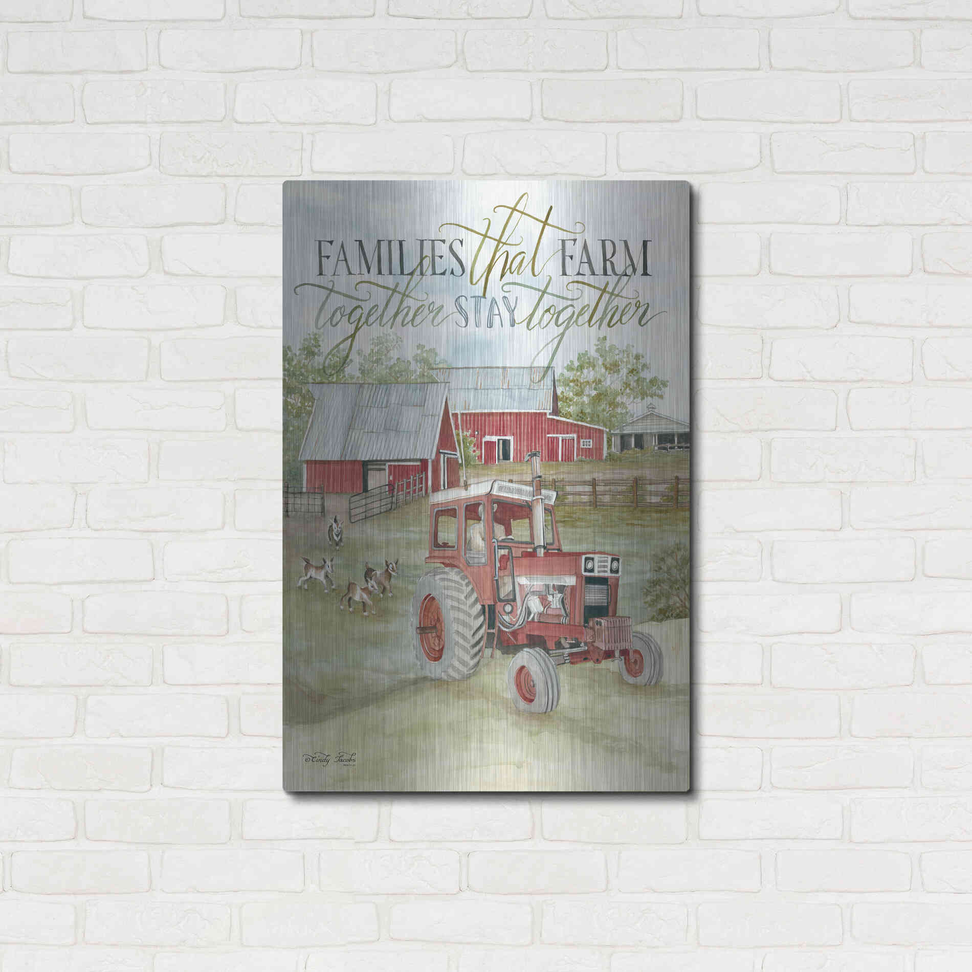 Luxe Metal Art 'Families that Farm Together' by Cindy Jacobs, Metal Wall Art,24x36