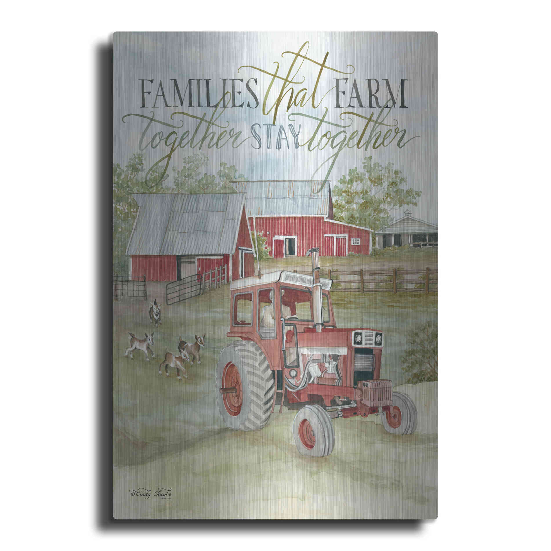 Luxe Metal Art 'Families that Farm Together' by Cindy Jacobs, Metal Wall Art