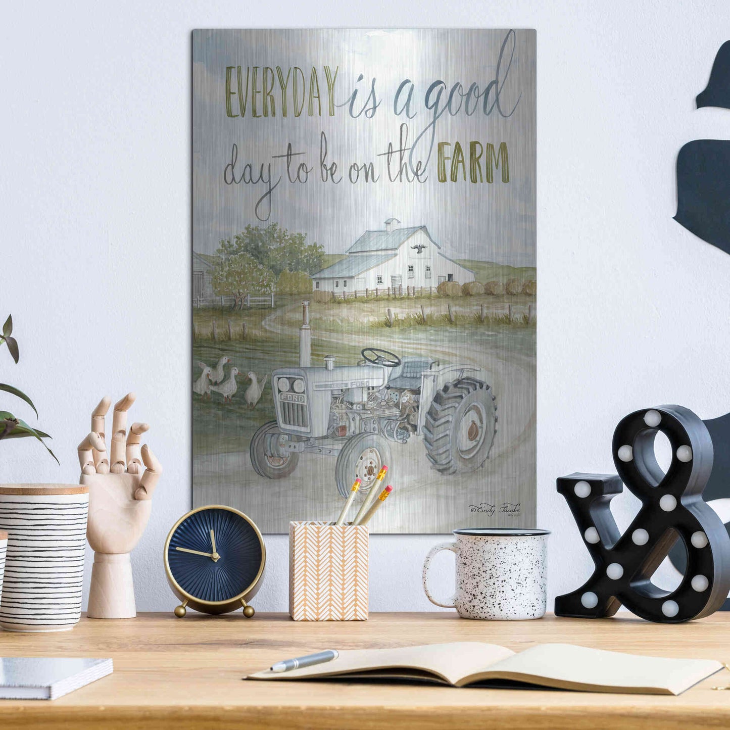 Luxe Metal Art 'Good Day' by Cindy Jacobs, Metal Wall Art,12x16