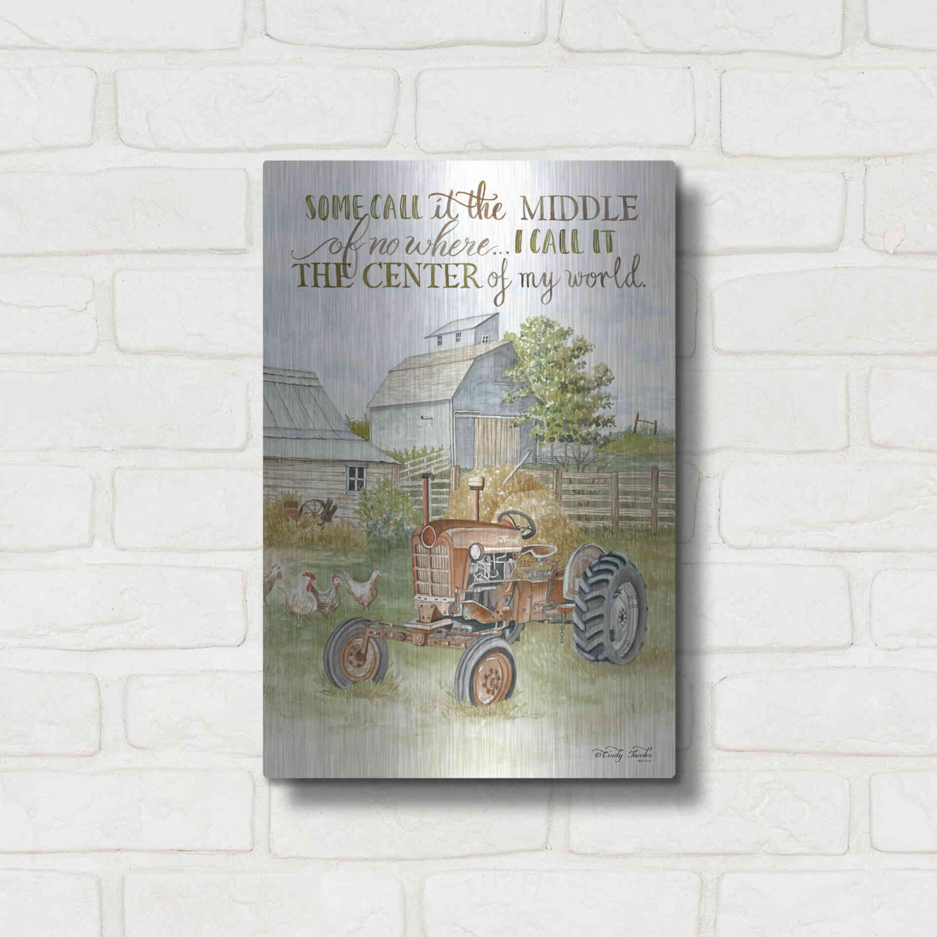 Luxe Metal Art 'Center of My World' by Cindy Jacobs, Metal Wall Art,12x16