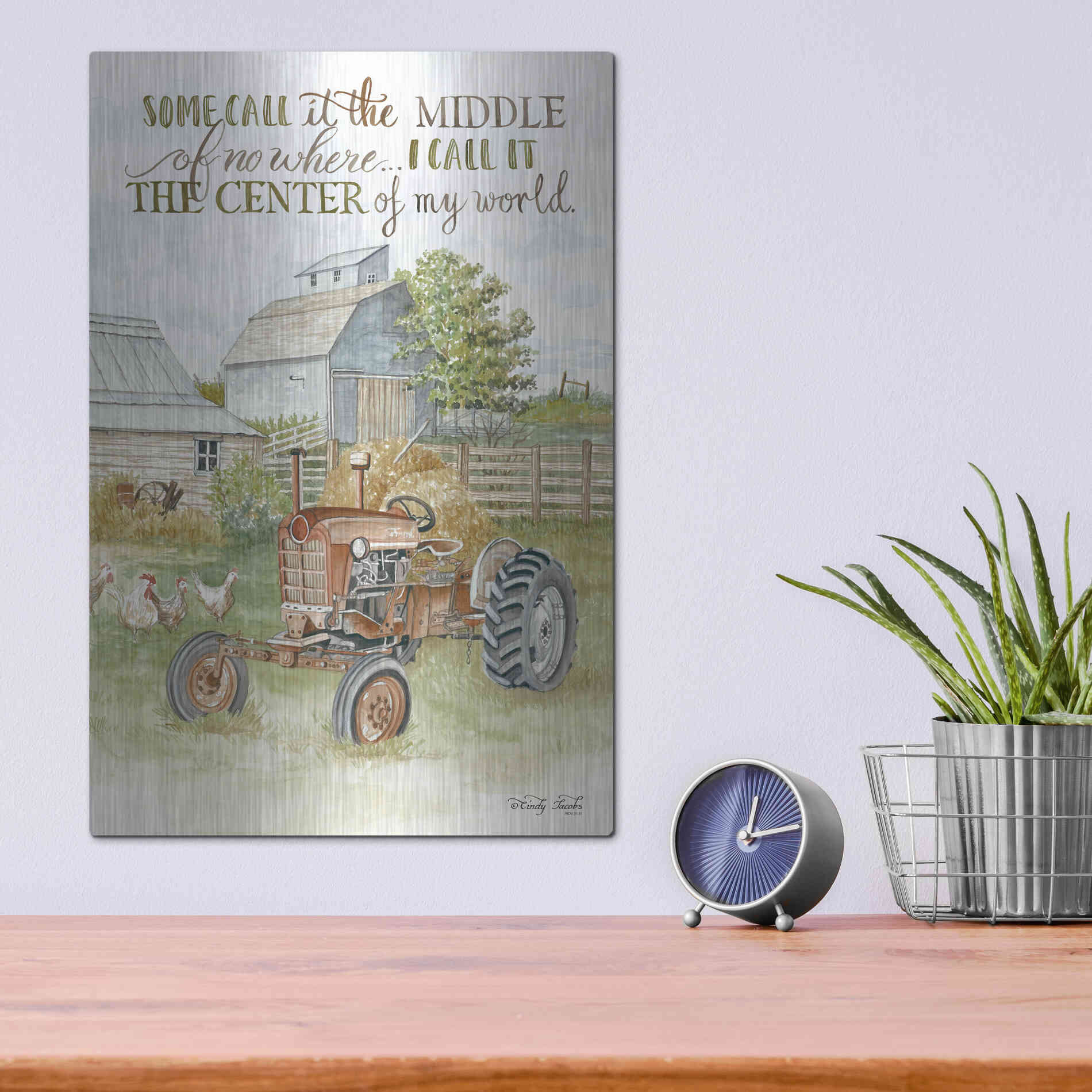 Luxe Metal Art 'Center of My World' by Cindy Jacobs, Metal Wall Art,12x16