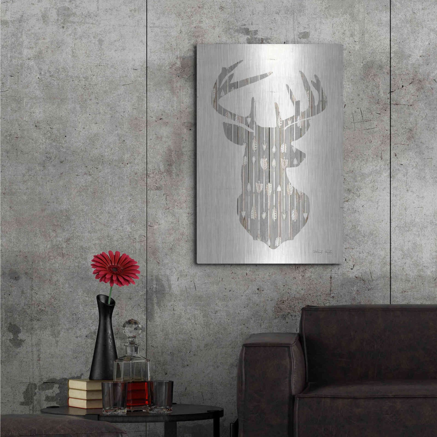 Luxe Metal Art 'Deer and Arrows Silhouette' by Cindy Jacobs, Metal Wall Art,24x36