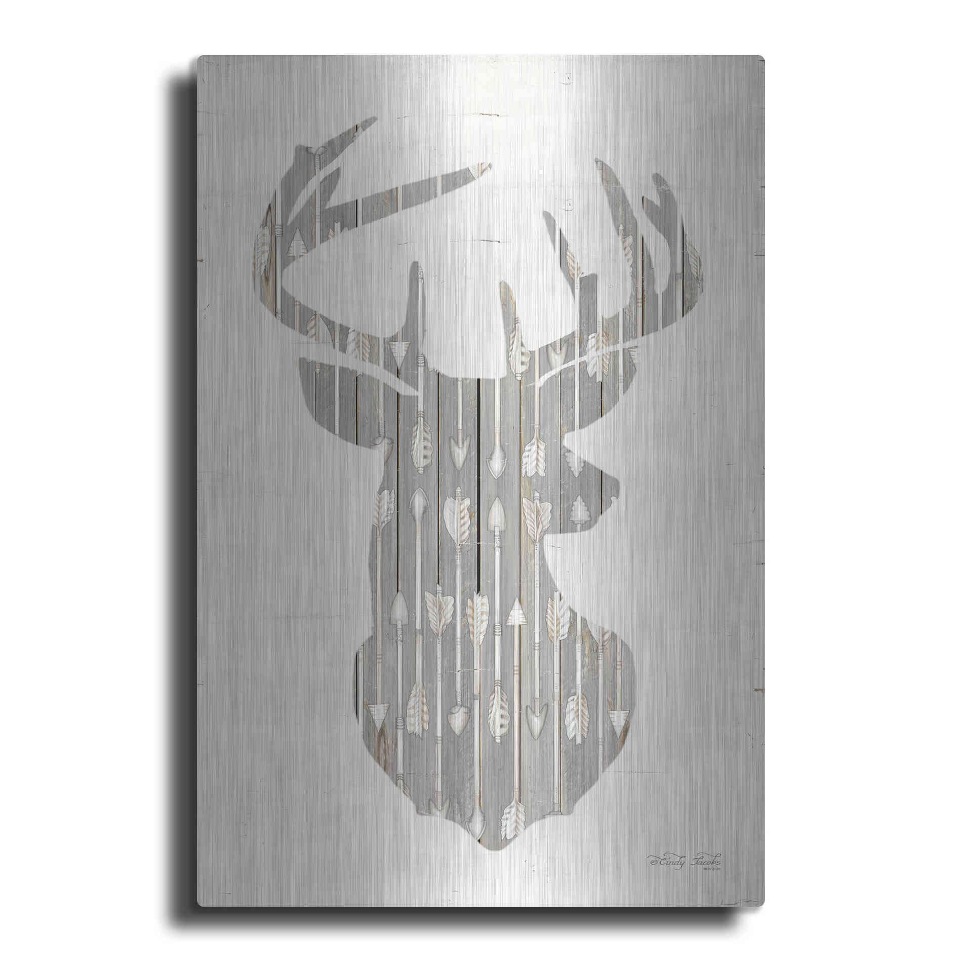 Luxe Metal Art 'Deer and Arrows Silhouette' by Cindy Jacobs, Metal Wall Art