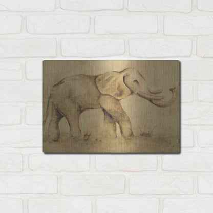 Luxe Metal Art 'Global Elephant Light Crop' by Cheri Blum, Metal Wall Art,16x12