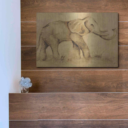 Luxe Metal Art 'Global Elephant Light Crop' by Cheri Blum, Metal Wall Art,16x12