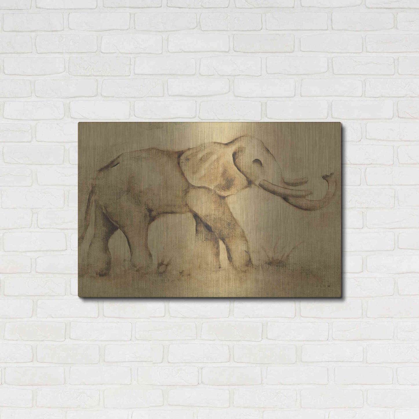 Luxe Metal Art 'Global Elephant Light Crop' by Cheri Blum, Metal Wall Art,36x24