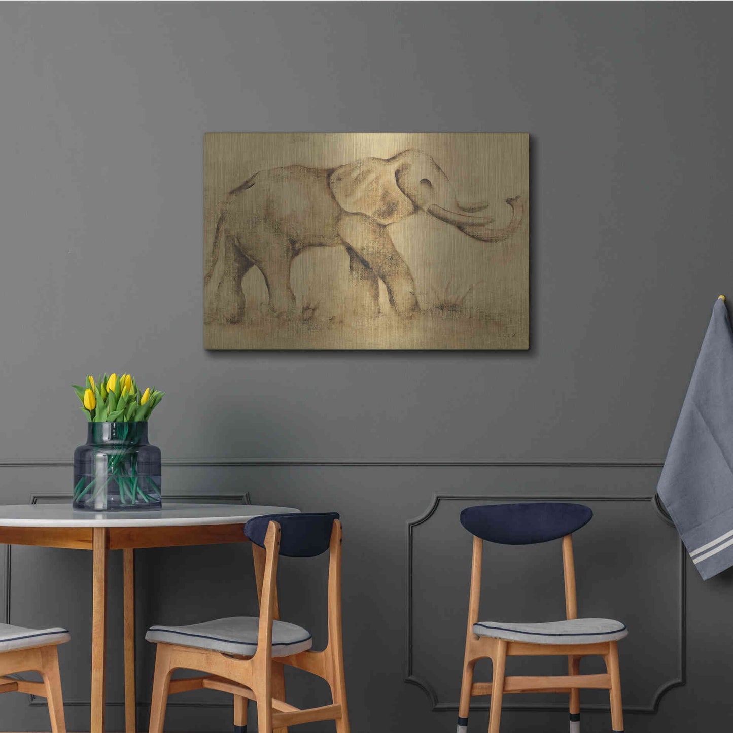 Luxe Metal Art 'Global Elephant Light Crop' by Cheri Blum, Metal Wall Art,36x24