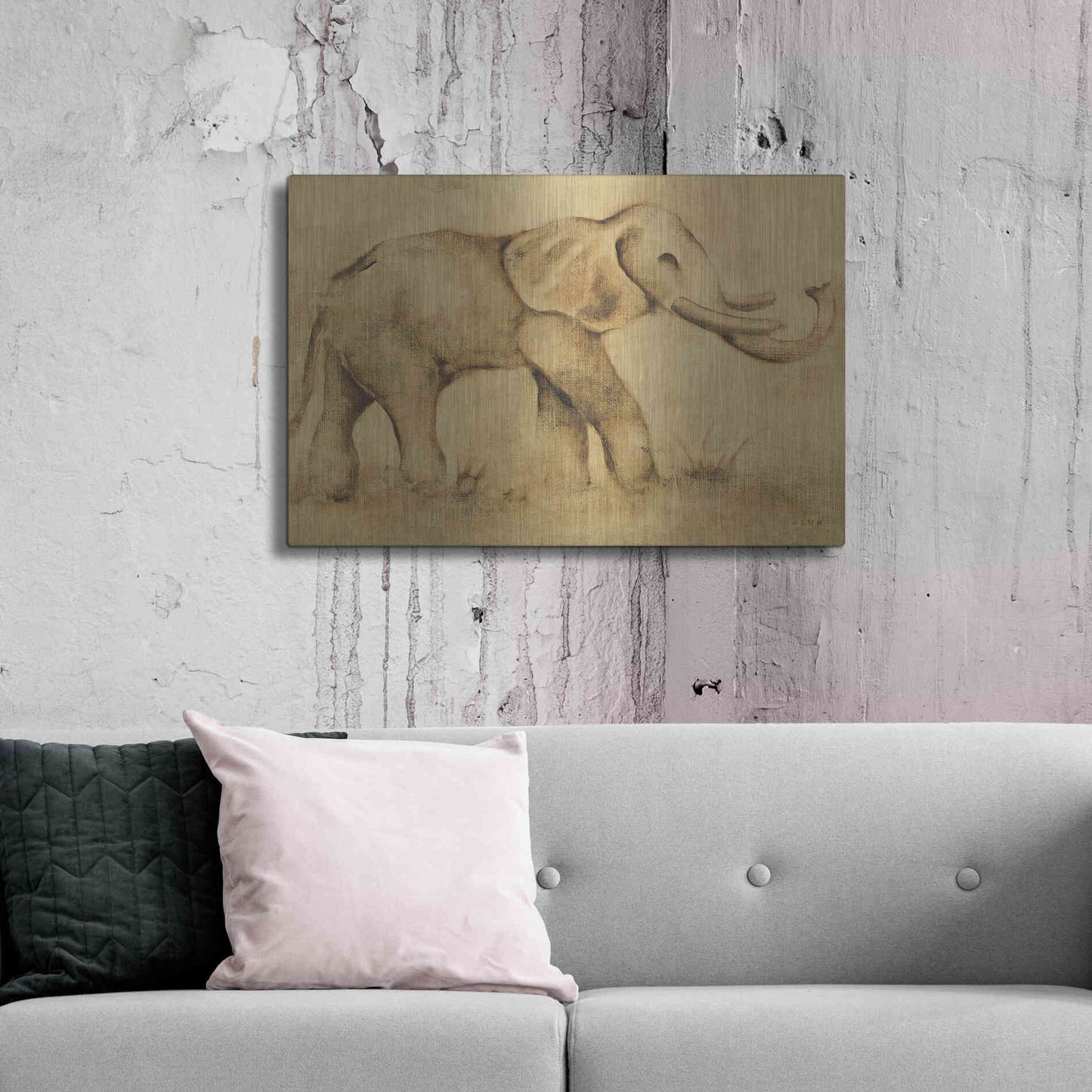 Luxe Metal Art 'Global Elephant Light Crop' by Cheri Blum, Metal Wall Art,36x24