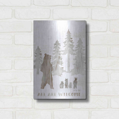 Luxe Metal Art 'All are Welcome Bears' by Cindy Jacobs, Metal Wall Art,12x16