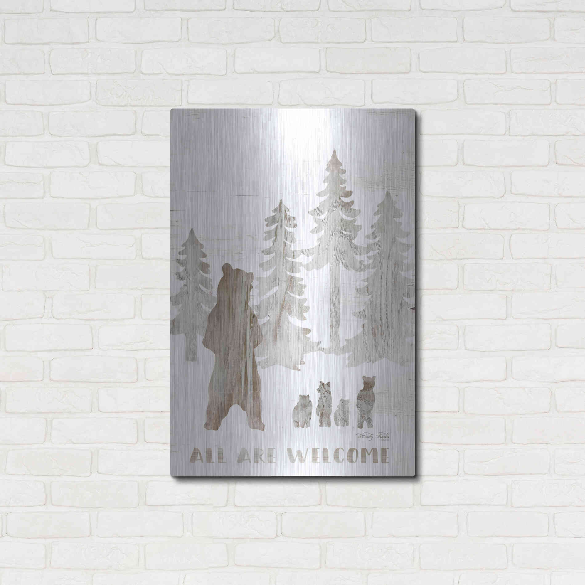 Luxe Metal Art 'All are Welcome Bears' by Cindy Jacobs, Metal Wall Art,24x36