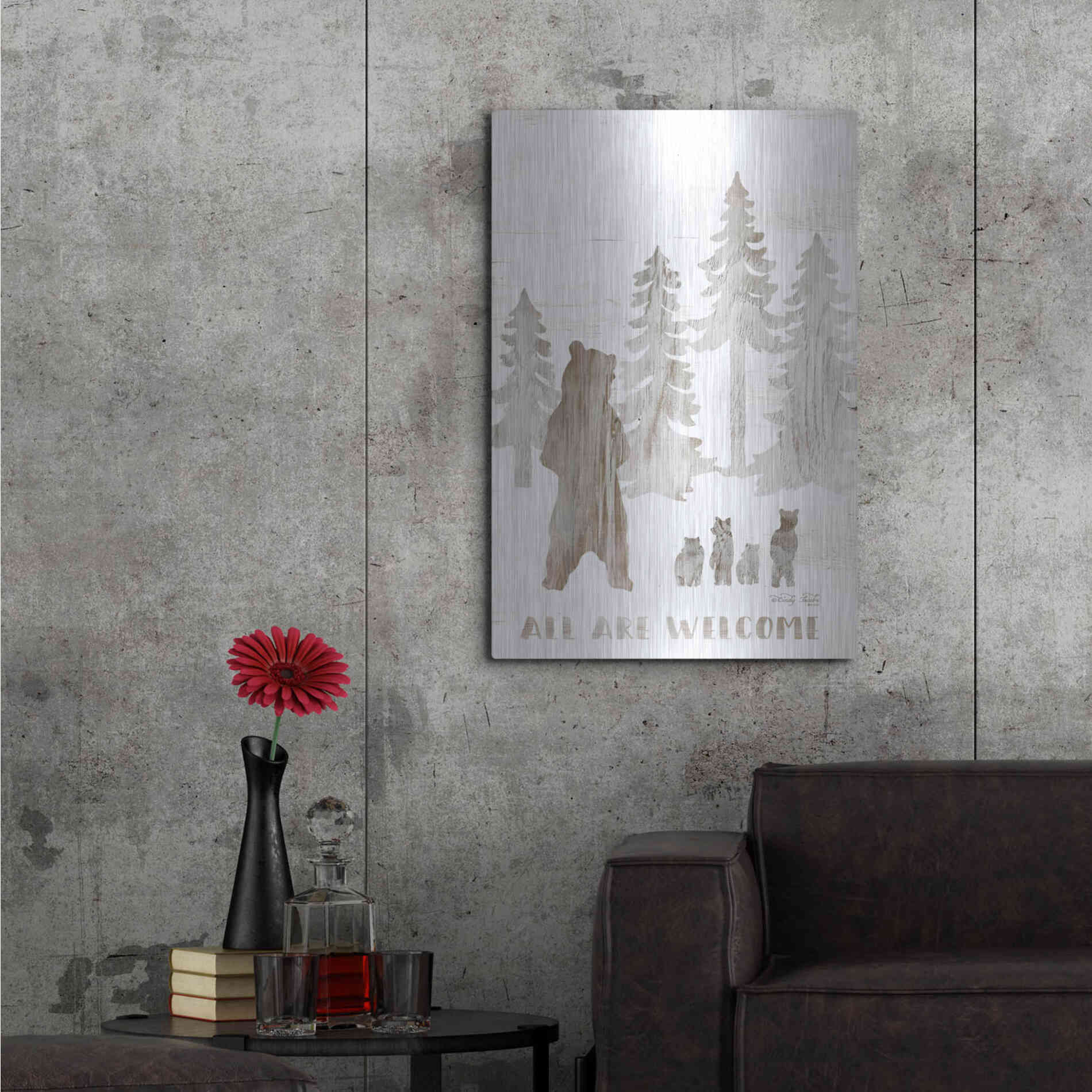 Luxe Metal Art 'All are Welcome Bears' by Cindy Jacobs, Metal Wall Art,24x36