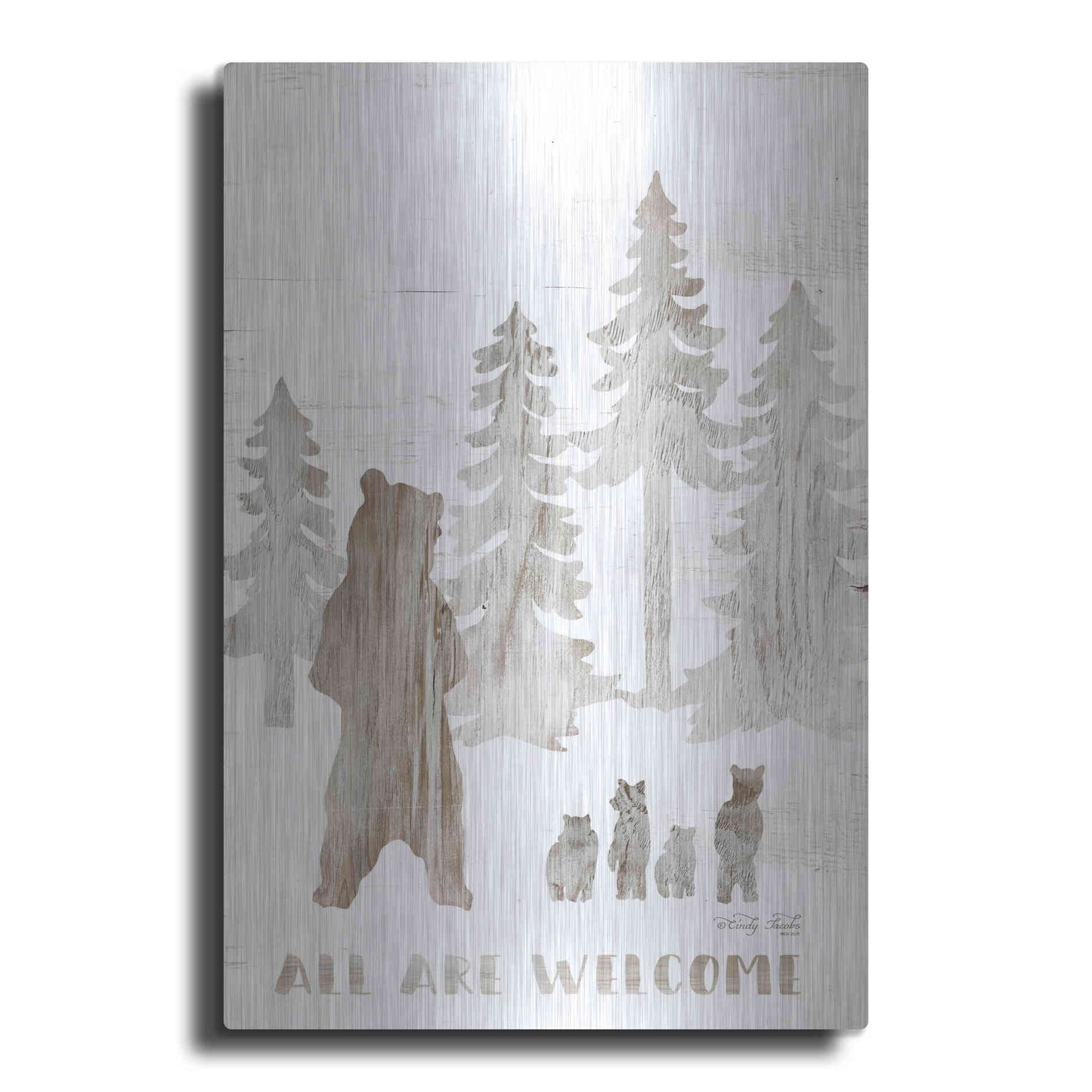 Luxe Metal Art 'All are Welcome Bears' by Cindy Jacobs, Metal Wall Art