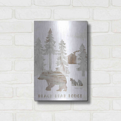 Luxe Metal Art 'Black Bear Lodge' by Cindy Jacobs, Metal Wall Art,12x16