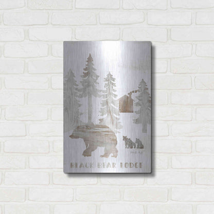 Luxe Metal Art 'Black Bear Lodge' by Cindy Jacobs, Metal Wall Art,16x24