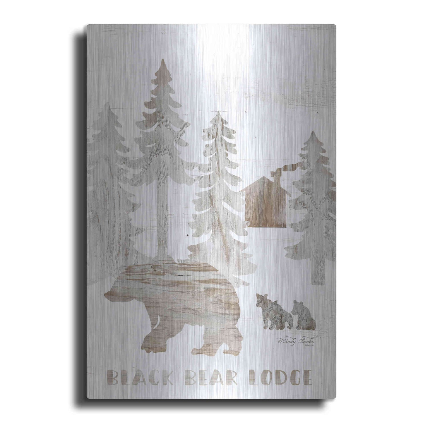 Luxe Metal Art 'Black Bear Lodge' by Cindy Jacobs, Metal Wall Art