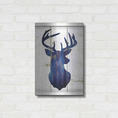 Luxe Metal Art 'Midnight Blue Deer III' by Cindy Jacobs, Metal Wall Art,16x24