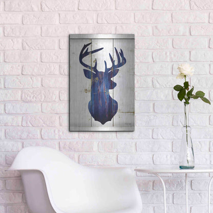Luxe Metal Art 'Midnight Blue Deer III' by Cindy Jacobs, Metal Wall Art,16x24
