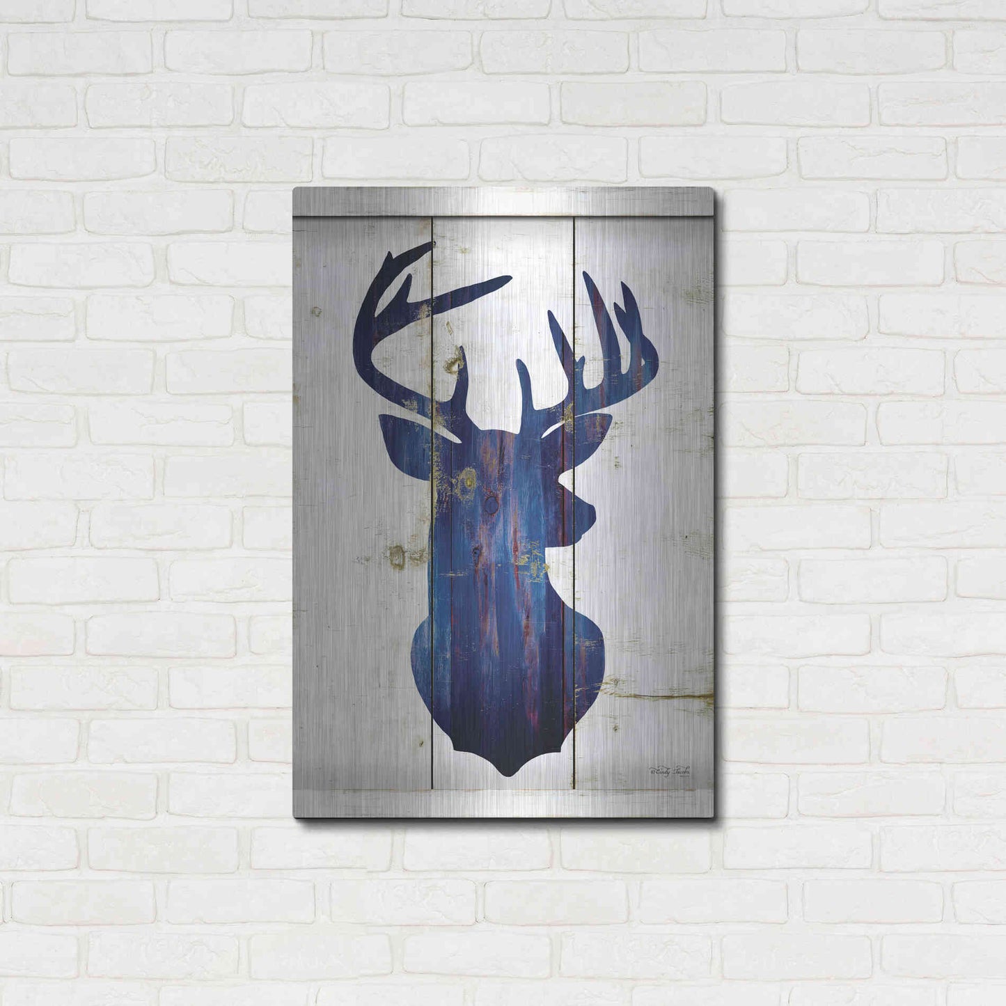 Luxe Metal Art 'Midnight Blue Deer III' by Cindy Jacobs, Metal Wall Art,24x36