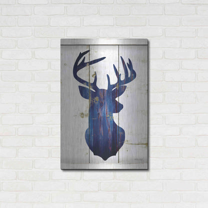 Luxe Metal Art 'Midnight Blue Deer III' by Cindy Jacobs, Metal Wall Art,24x36