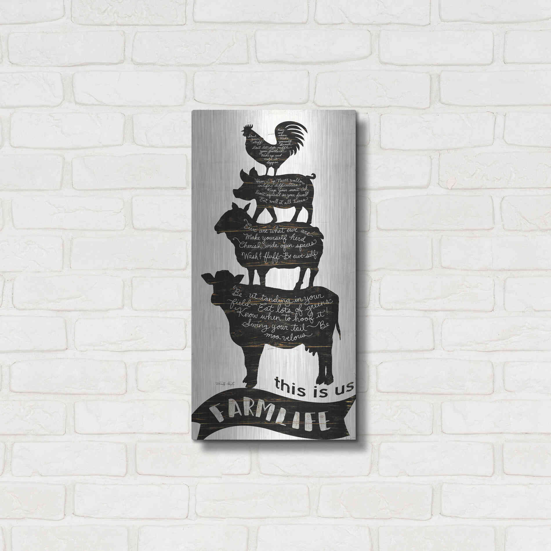 Luxe Metal Art 'This is Us Farmlife' by Cindy Jacobs, Metal Wall Art,12x24