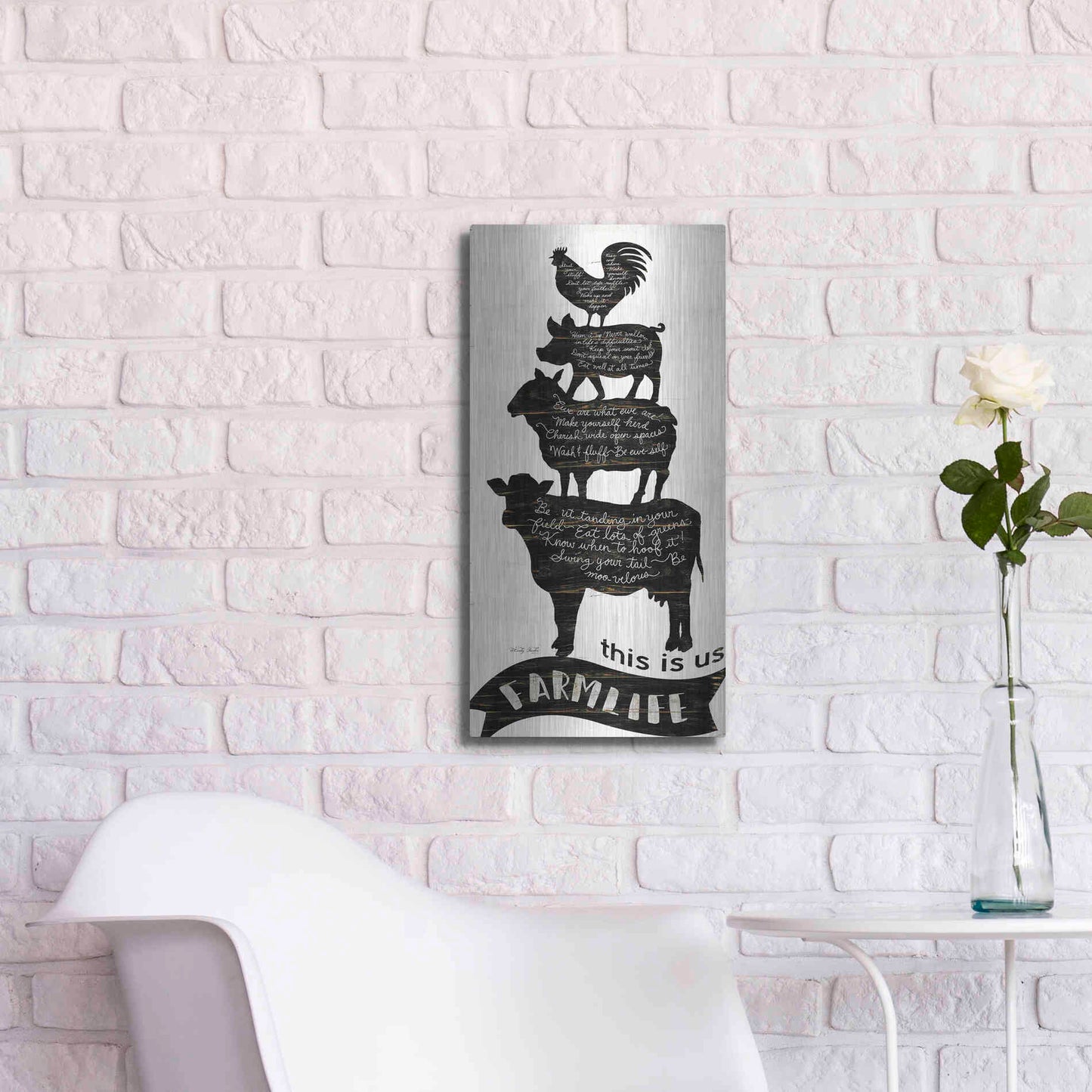 Luxe Metal Art 'This is Us Farmlife' by Cindy Jacobs, Metal Wall Art,12x24