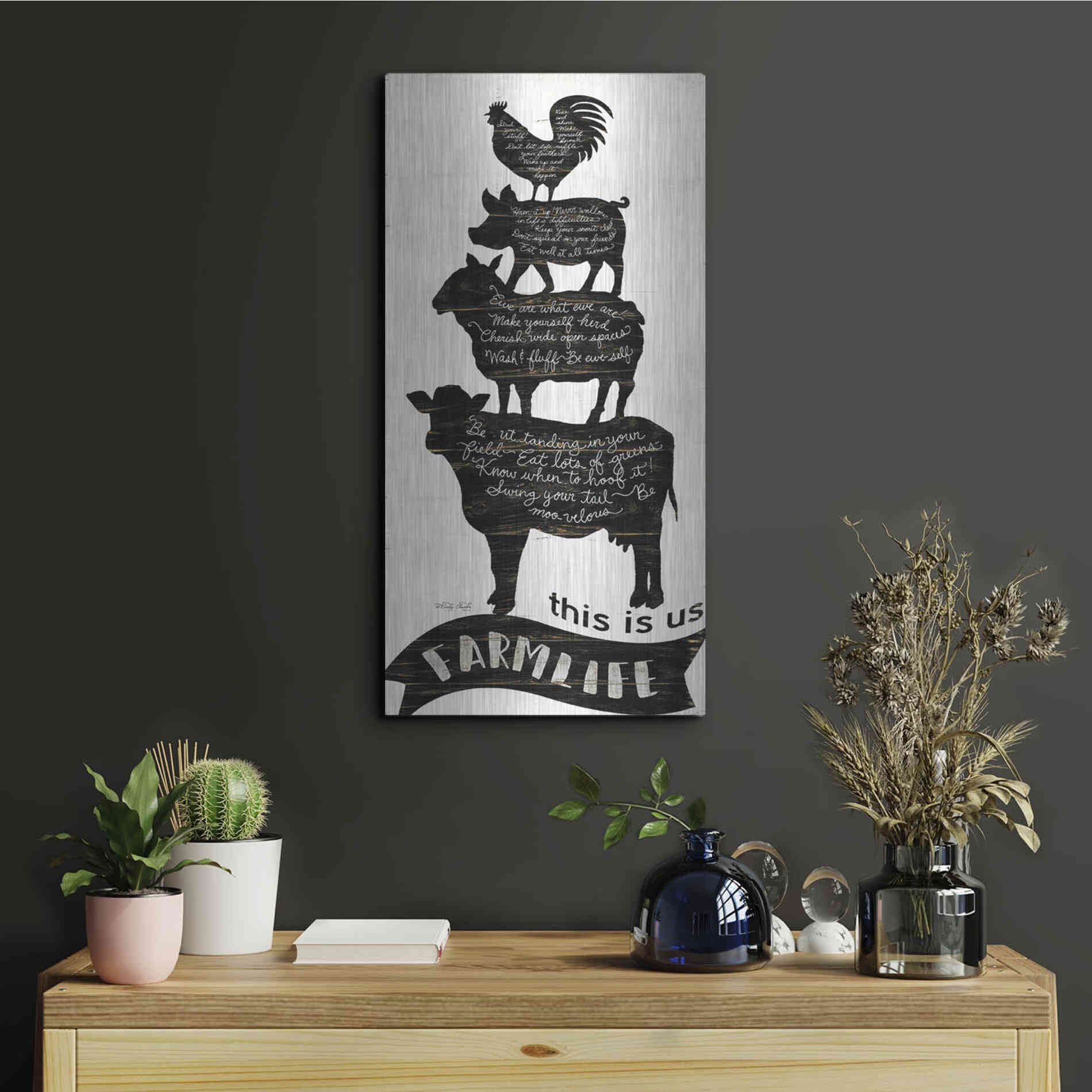 Luxe Metal Art 'This is Us Farmlife' by Cindy Jacobs, Metal Wall Art,12x24