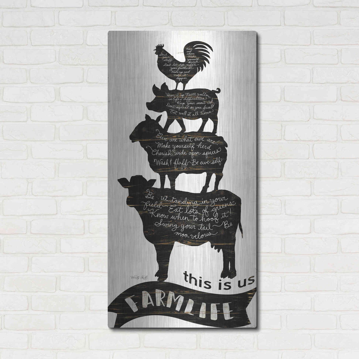 Luxe Metal Art 'This is Us Farmlife' by Cindy Jacobs, Metal Wall Art,24x48