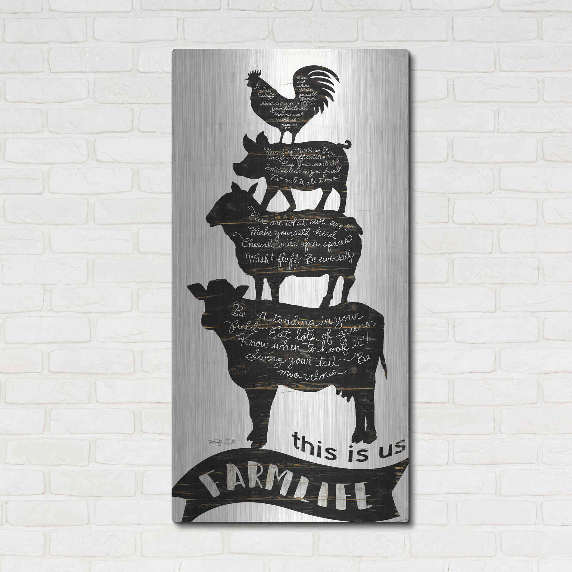 Luxe Metal Art 'This is Us Farmlife' by Cindy Jacobs, Metal Wall Art,24x48