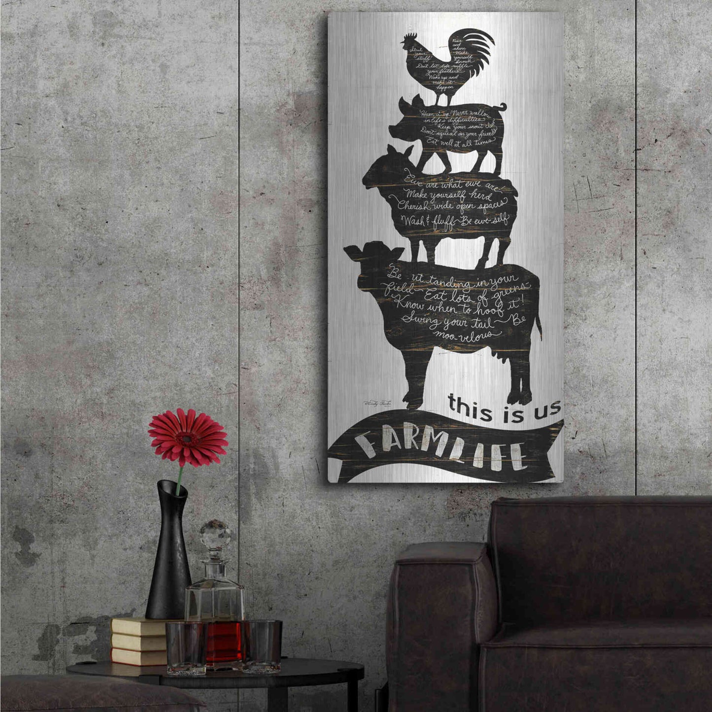 Luxe Metal Art 'This is Us Farmlife' by Cindy Jacobs, Metal Wall Art,24x48