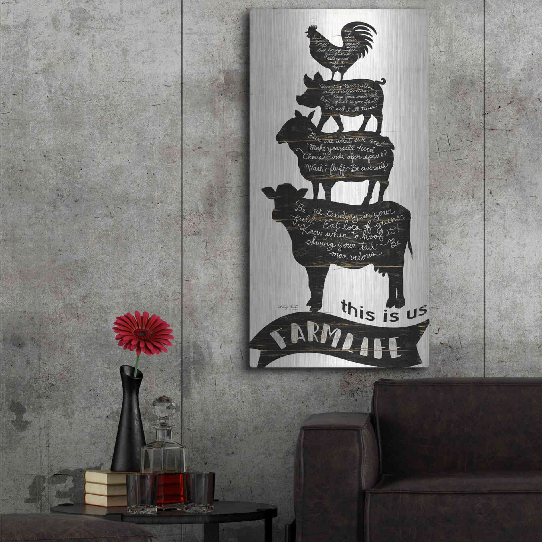 Luxe Metal Art 'This is Us Farmlife' by Cindy Jacobs, Metal Wall Art,24x48