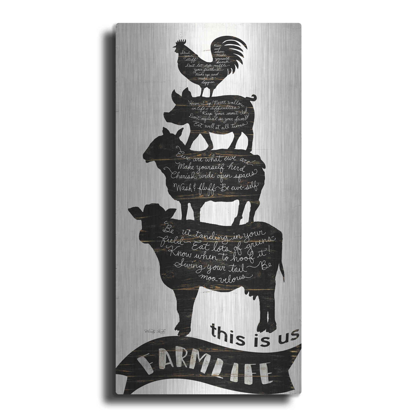 Luxe Metal Art 'This is Us Farmlife' by Cindy Jacobs, Metal Wall Art