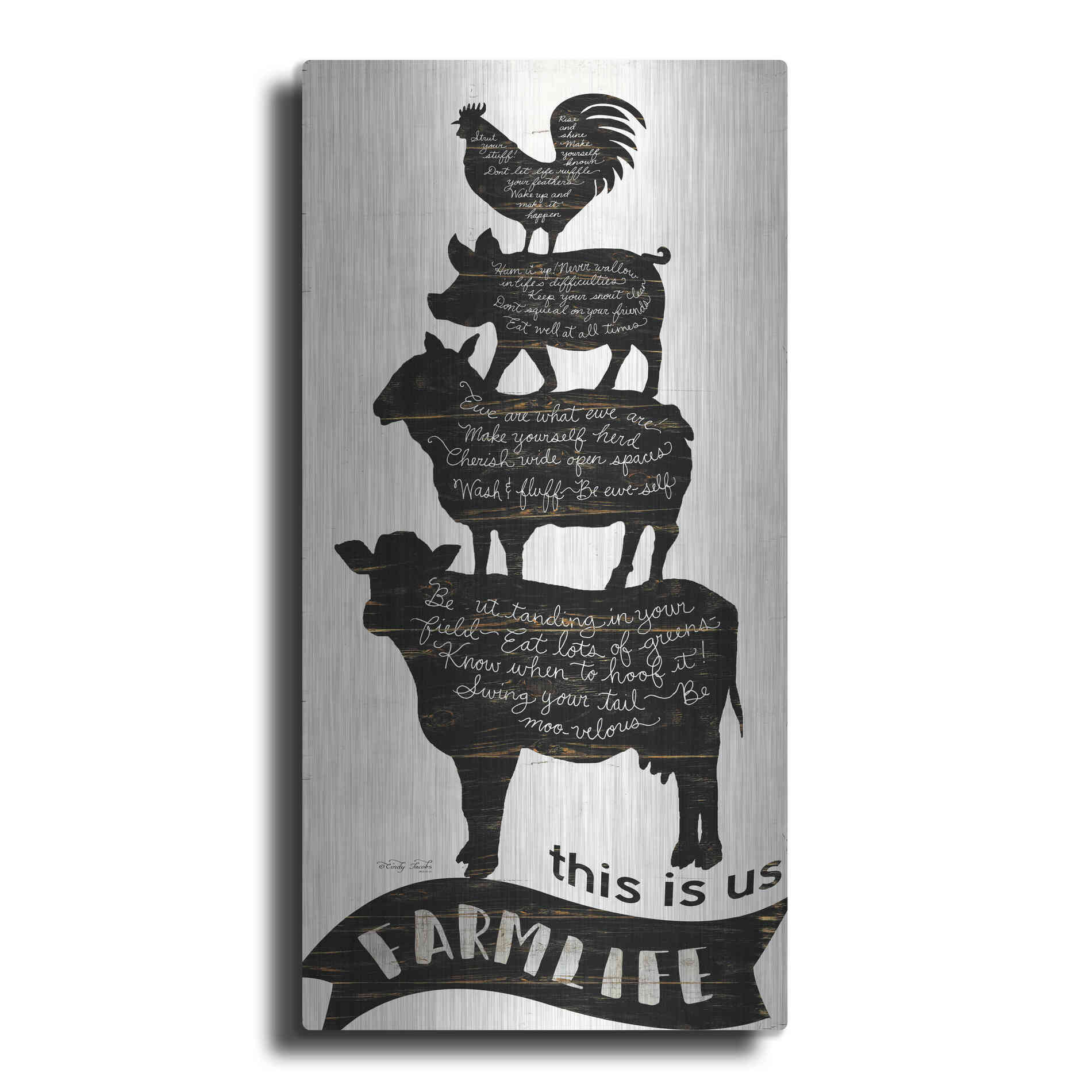 Luxe Metal Art 'This is Us Farmlife' by Cindy Jacobs, Metal Wall Art