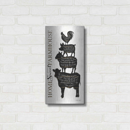 Luxe Metal Art 'Home Sweet Farmhouse' by Cindy Jacobs, Metal Wall Art,12x24