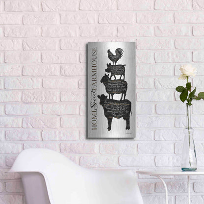 Luxe Metal Art 'Home Sweet Farmhouse' by Cindy Jacobs, Metal Wall Art,12x24