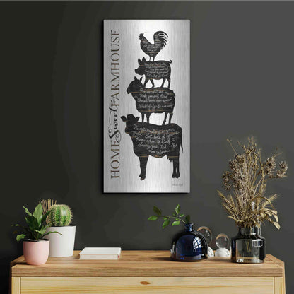 Luxe Metal Art 'Home Sweet Farmhouse' by Cindy Jacobs, Metal Wall Art,12x24