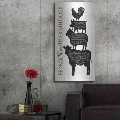 Luxe Metal Art 'Home Sweet Farmhouse' by Cindy Jacobs, Metal Wall Art,24x48