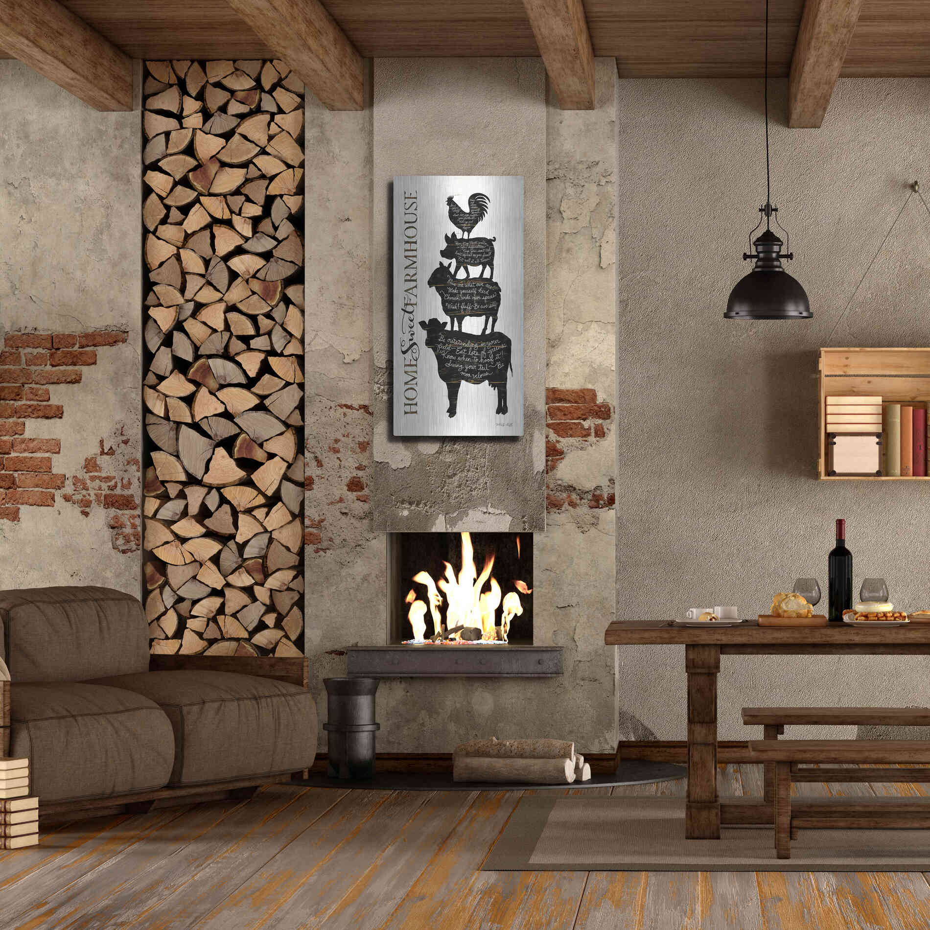 Luxe Metal Art 'Home Sweet Farmhouse' by Cindy Jacobs, Metal Wall Art,24x48