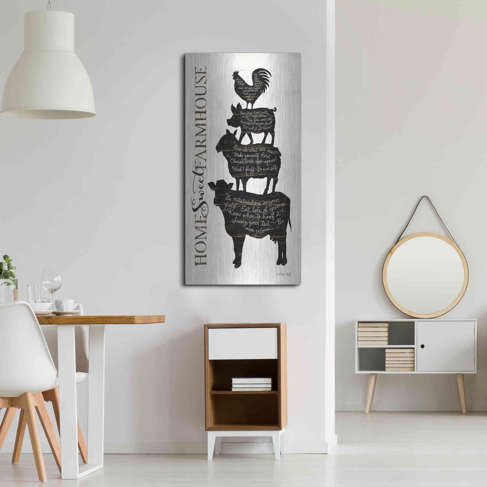 Luxe Metal Art 'Home Sweet Farmhouse' by Cindy Jacobs, Metal Wall Art,24x48