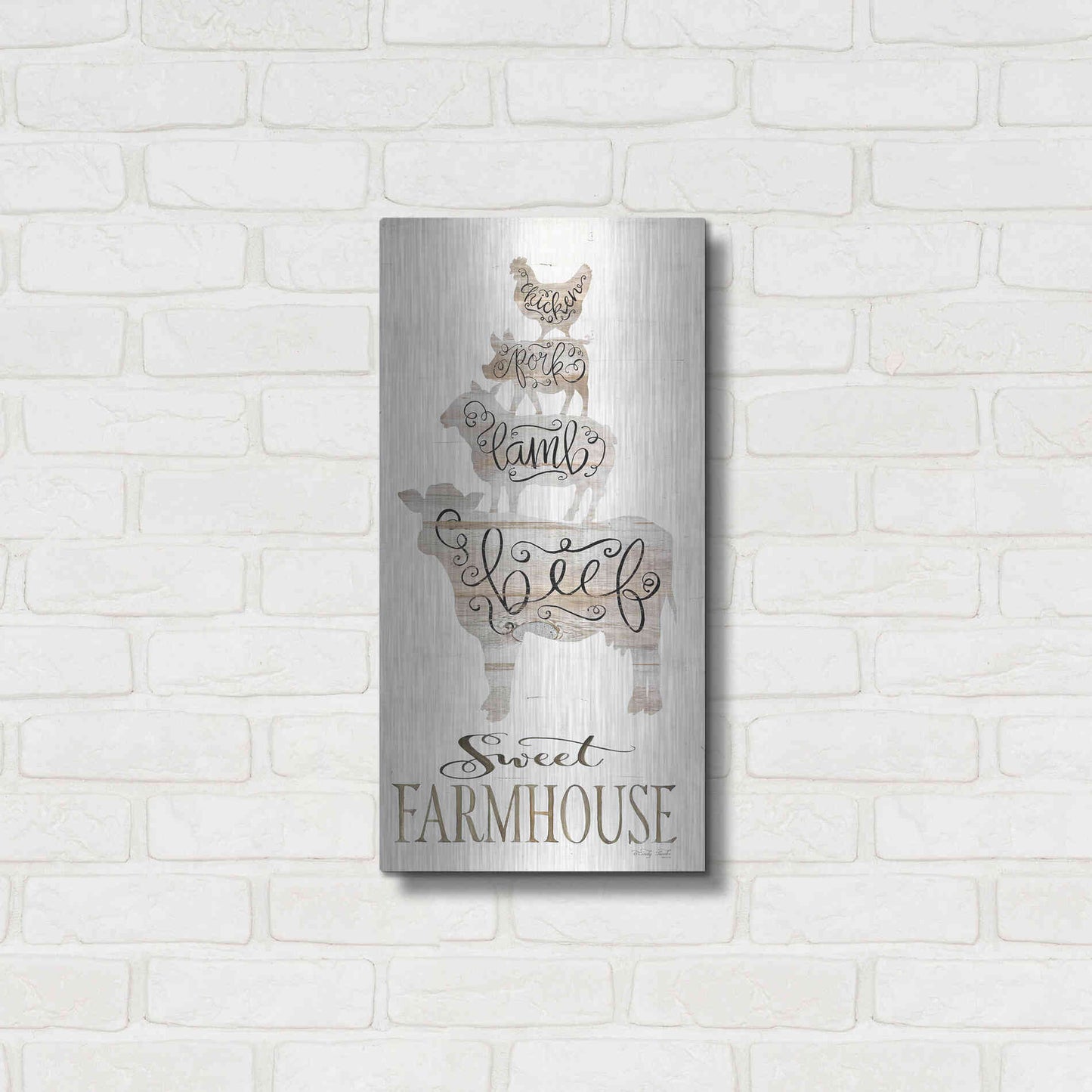 Luxe Metal Art 'Sweet Farmhouse' by Cindy Jacobs, Metal Wall Art,12x24